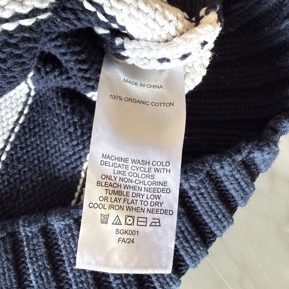 Quince Organic Cotton Cropped Polo Sweater | Women’s XS | Navy White Preppy - Picture 6 of 8